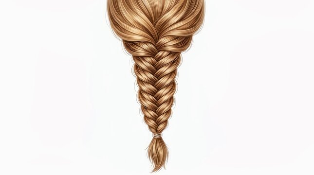 Blonde Hair Braided Into Intricate Dutch Braid Style on White Background