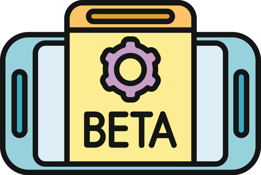 Mobile phone displaying an application in beta testing with a settings gear icon