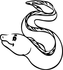 Obraz premium Ocean Animal Line Art Sea Underwater Wildlife Nature Fauna Tropical Coastal Aquatic Kids Coloring Cartoon Character 
