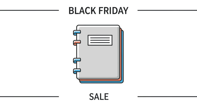 Black Friday Sale Notebook Icon, Business Discount Offer, Shopping Event