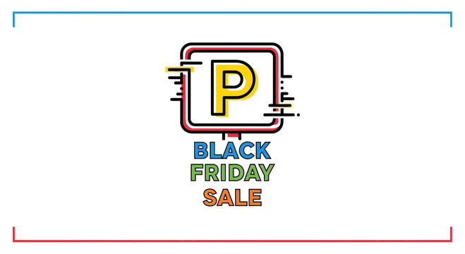 Black Friday Sale Parking Sign with Colorful Text - Retail and Discount Concept