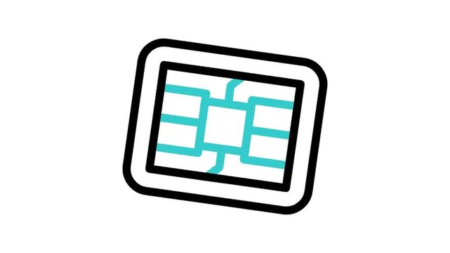 Stylized sim card chip icons for mobile technology and data