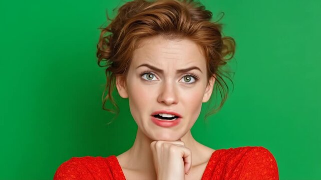 Female raising an eyebrow skeptically while listening to a story