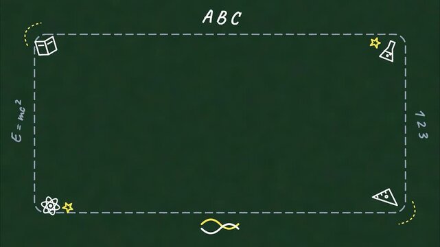 Green chalkboard border animation with hand drawn school icons