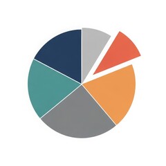 Fototapeta premium Data Analysis - Colorful Segmented Pie Chart with Six Sections Showing Proportional Business Statistics