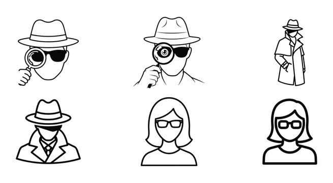 secret agent vector illustration of people including a man, woman, and boy with glasses