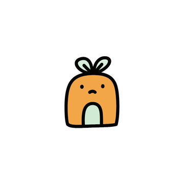 Cute orange cartoon character face.