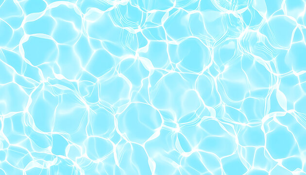 abstract light blue water surface ripple pattern, shimmering caustics effect, bright highlights, natural fluid motion, background for summer and relaxation
