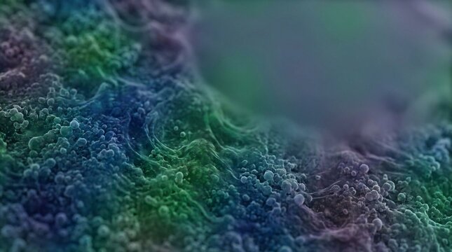 Abstract cellular surface texture with colorful microscopic bubbles and organic undulating patterns