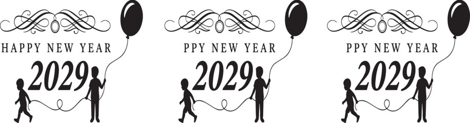 Happy new year 2029 greeting card templates © Bushra