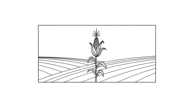 Single Corn Stalk in a Field