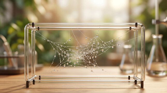 Spider silk biomaterial network with copy space at top