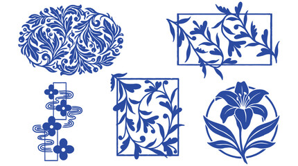 Elegant Blue and White Decorative Floral Ornaments and Patterns Vector Art © Pronob Kumar Ray