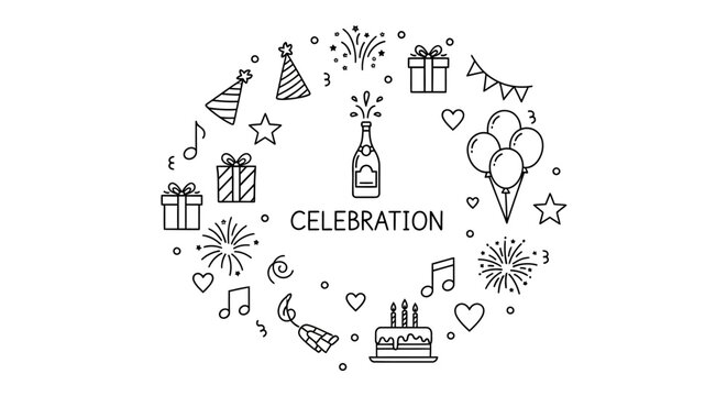 Party celebration icons and symbols.