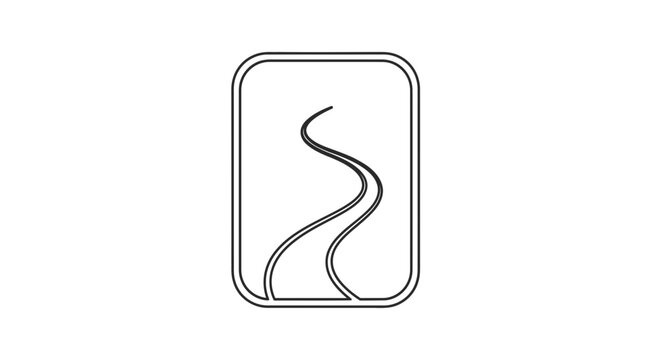 Abstract Winding Road Path Icon in a Rounded Square Frame, Minimalist Design