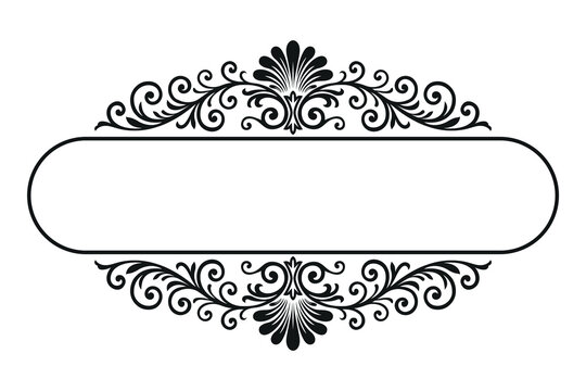 Luxury black and white Victorian style text frame vector illustration