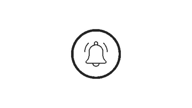 Notification bell icon animation showing ringing alert symbol with motion lines on white background.