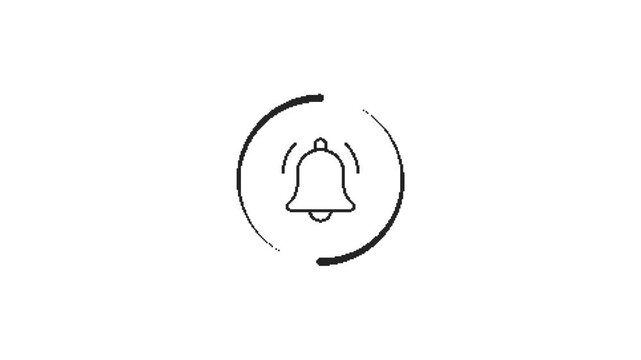 Animated notification bell icon on white background with smooth rotating circular motion effect.