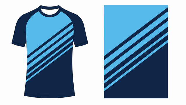Blue athletic jersey with diagonal stripe panel design.
