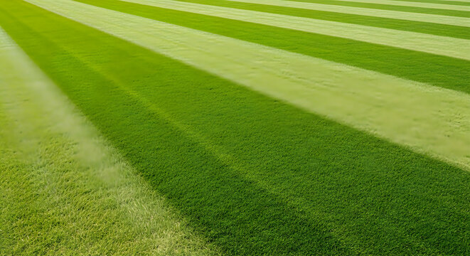 Perfectly Manicured Green Grass Field with Striped Pattern