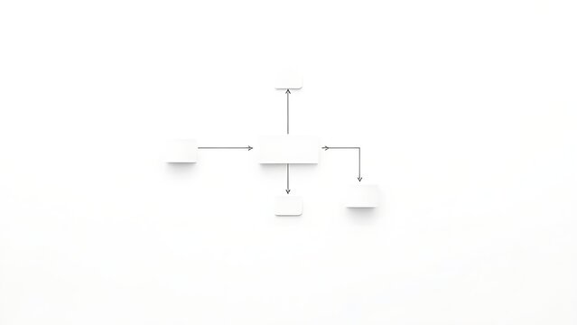 Minimalist corporate flowchart design on white background, representing streamlined business processes and efficiency.