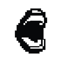 Fototapeta premium Pixel vector screaming mouth icon in black isolated on transparent background. Minimal UI graphic for emotion, shock, fear and loud sound expression design.