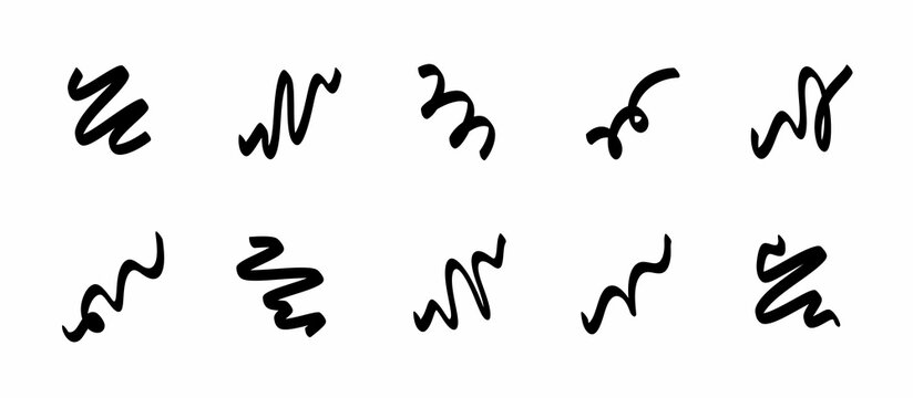 Doodle underline and cross markers collection.Hand drawn scribble lines for text emphasis and highlights.Vector design elements for planner,school worksheets and notebooks isolated on white background