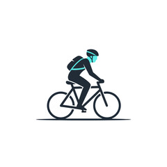 Obraz premium Cyclist Riding Bike Wearing Helmet.