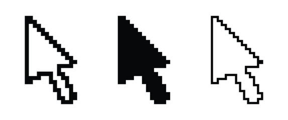Fototapeta premium Cursor icon set vector with mouse arrow pointers and click symbols. Simple black UI elements for web design, software interfaces, apps, navigation and digital projects.