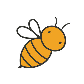 Cute hand drawn bumble bee cartoon character illustration.