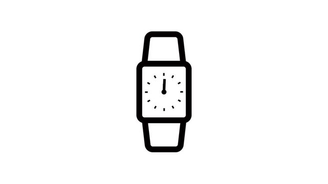 Minimalist Clock Ticking Animation on Black Square Frame Isolated on White Background.