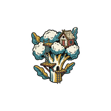 Broccoli treehouse charm illustr