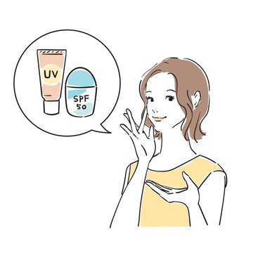 紫外線対策をする可愛い女性