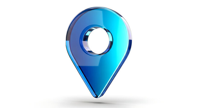 3D blue map location pin marker symbol with location navigation placeholder isolated destination tracking geography position rendered