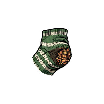 Darned sock heel illustration