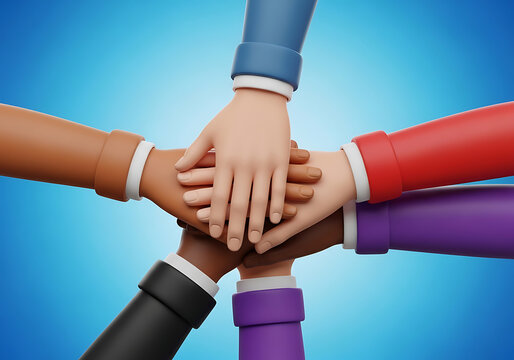 Diverse multiracial hands stacked together representing teamwork unity and cooperation in business and community with teamwork diversity cooperation collaboration community partnership agreement