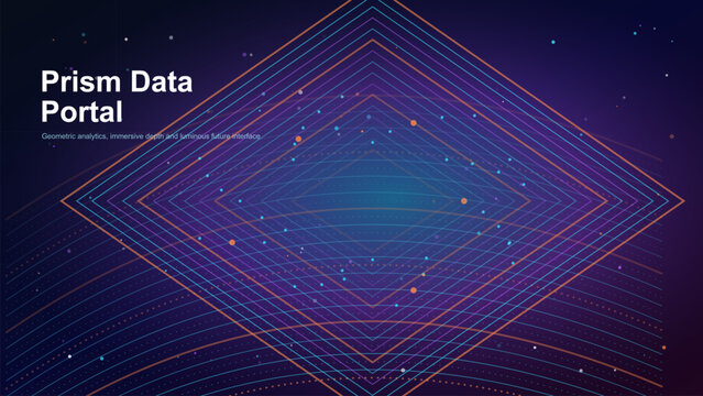 Abstract digital background with glowing geometric wireframe squares and network lines perfect for technology concepts data portals or global connectivity presentations
