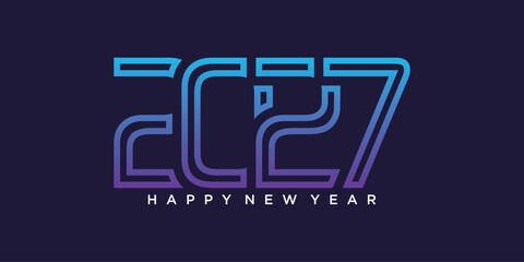 Fototapeta premium Happy new year 2027 design text vector illustration. New year celebration concept