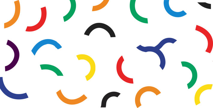 Colorful abstract arcs pattern on white background