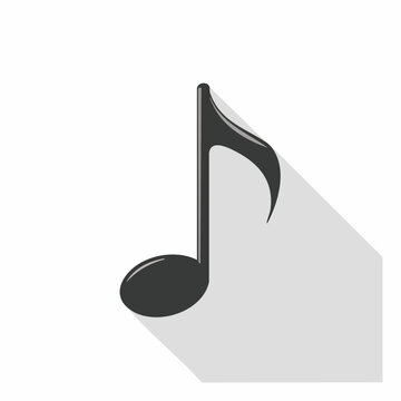 Single Music Note Icon with Long Shadow