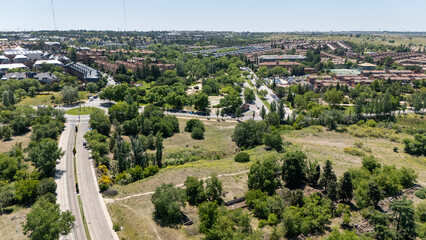 Las Rozas de Madrid aerial view showing urban development © Barosanu