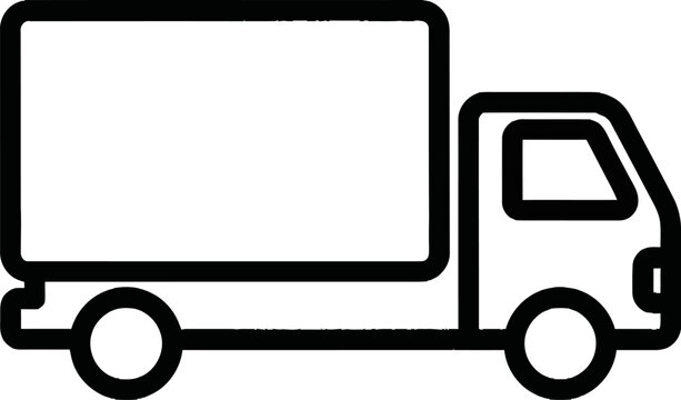 Delivery Truck Icon - Simple Black and White Transportation Symbol.
