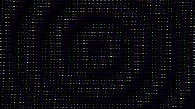 Animated abstract technology random dots and grid 4K on black background. Loop background. Led halftone and moire effect