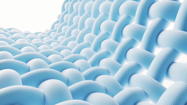 Close up fiber in detail, absorb sweat and odor, fabric fiber, fabric material, fiber threads in a fabric, weaving 3D animation.