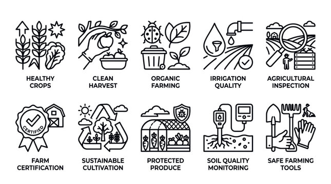 Sustainable Fishing and Ocean Resource Management Line Icons