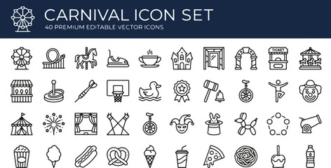 Carnival-themed flat line icons set illustration © SahajanAli