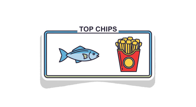 Fish and Chips Icon: Delicious Seafood Meal Illustration