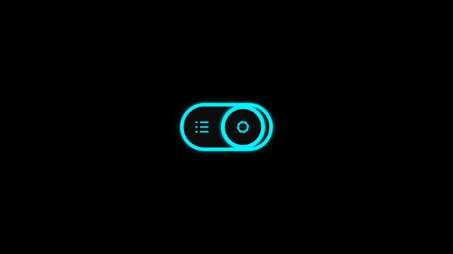 Neon Toggle Switch Interface Animation on Black Background
