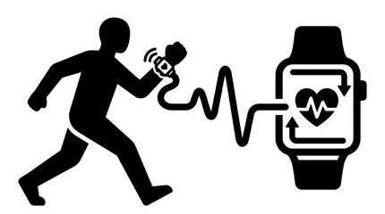 Fototapeta premium Runner with Smartwatch Heart Rate Monitor Icon