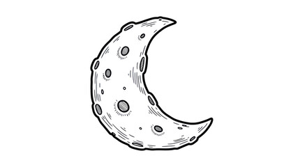 Hand Drawn Crescent Moon Vector Illustration © raigen